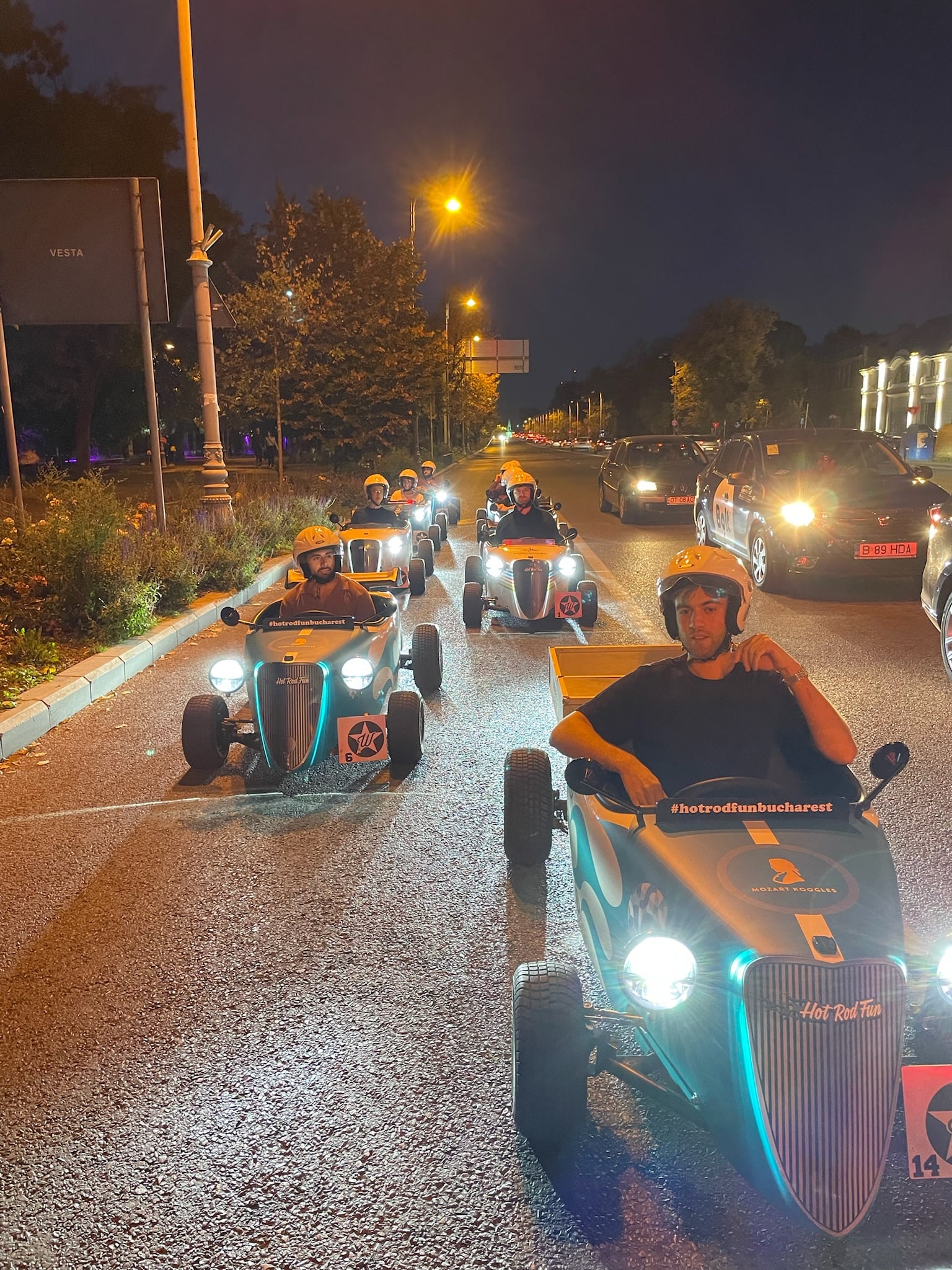 Helix founders driving night buggies on the Bucharest trip Helix founders driving night buggies on the Bucharest trip