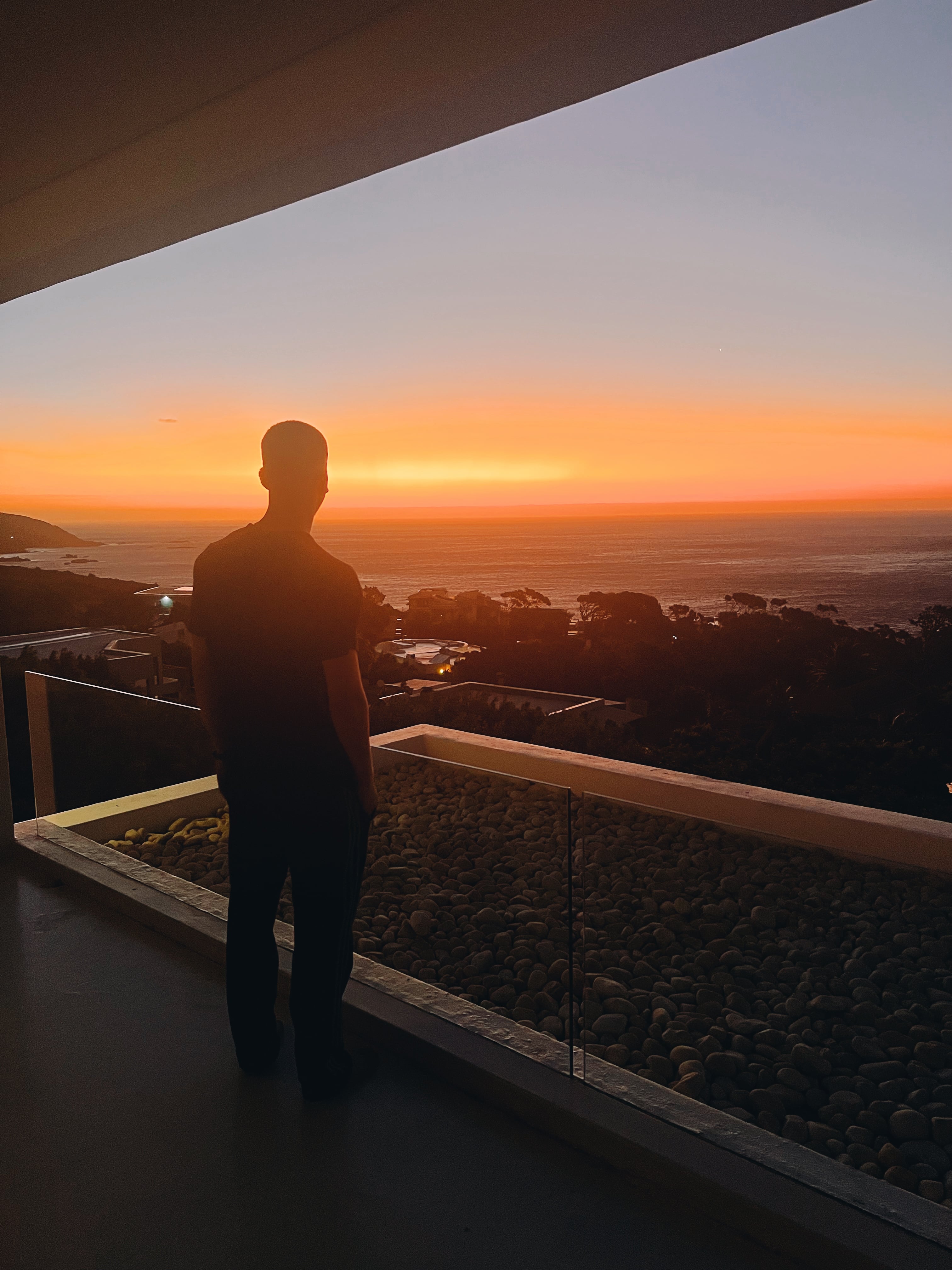 A founder at sunset above Cape Town during a Helix trip