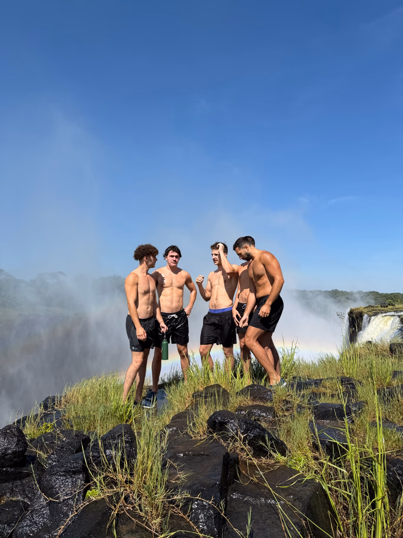 Helix trips — the table, off the grid Helix founders at a waterfall on a trip — the table taken off the grid