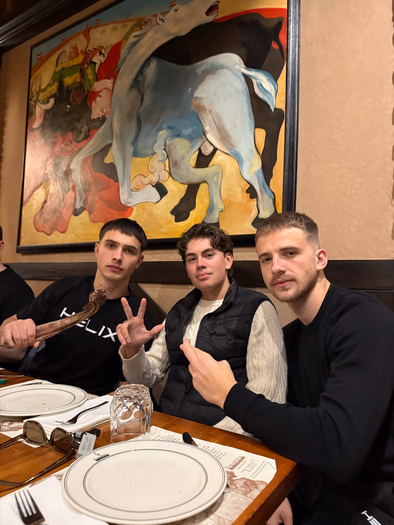 Three founders together at a Helix evening — allies, not contacts