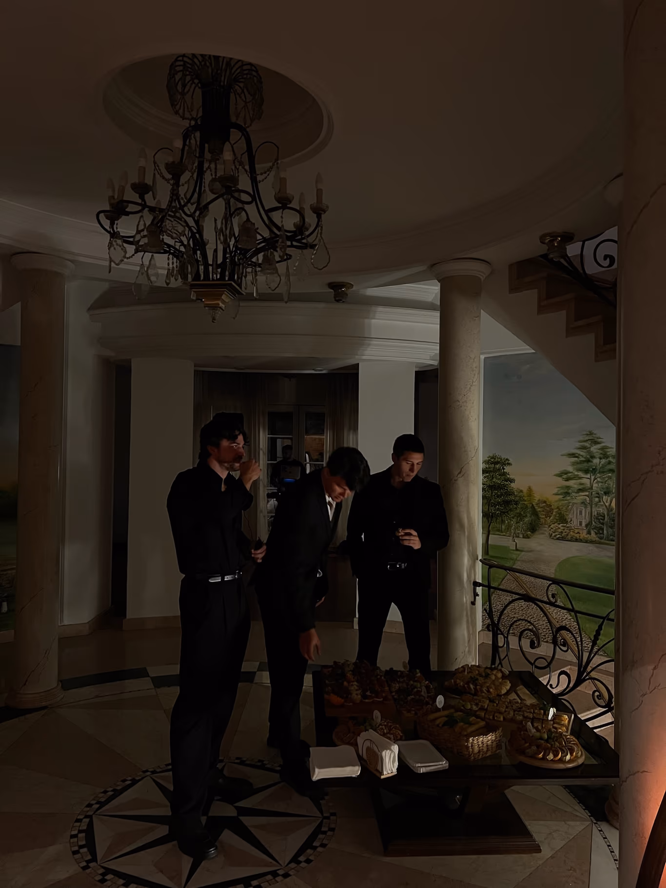 Founders in black tie at a private Helix room — high-level networking that screens at the door